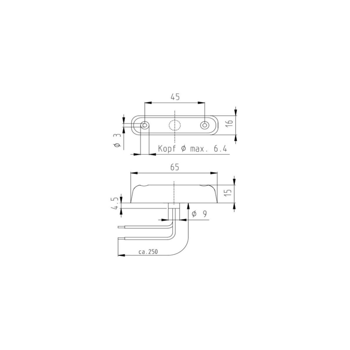 JOKON voorkant LED-marker lamp, 12 Volt, 0,5 Watt