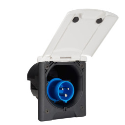 230 V CEE-ingang inbouwdoos met magnetische klep-deksel