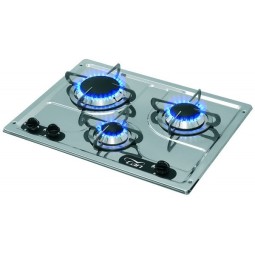 3 pits gaskookplaat RVS
