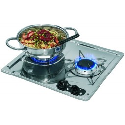 2 pits gaskookplaat RVS