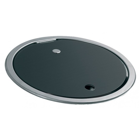 1 pits ronde gaskookplaat RVS met glazen afdekplaat