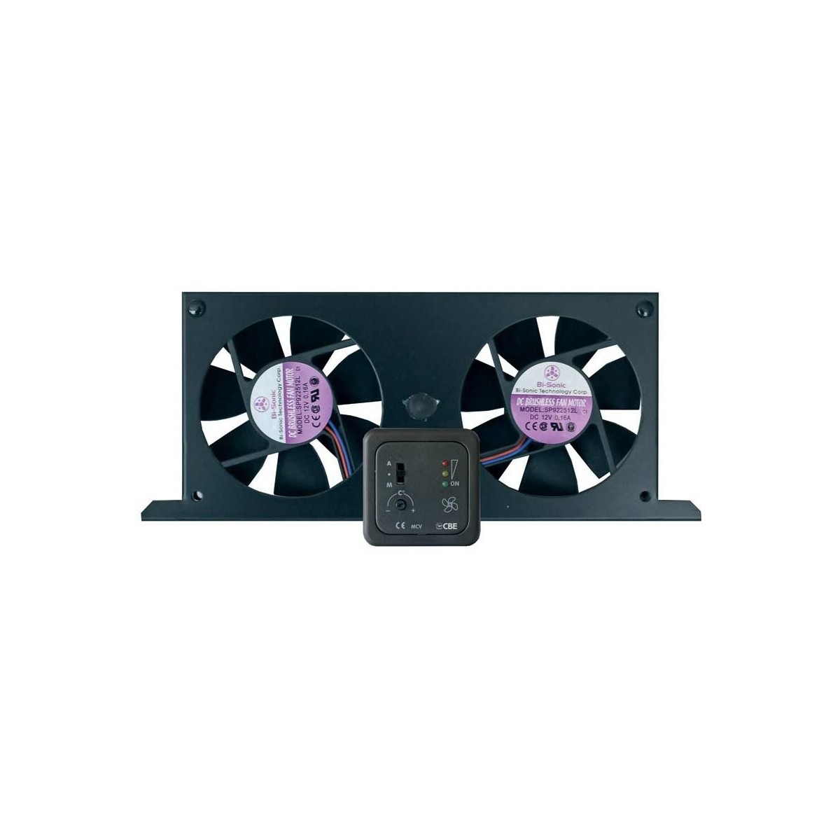 Koelkast dubbele ventilator set 12V - 2,6W met paneel MCV-2 of