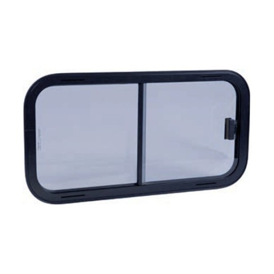 Schuifraam met Veiligheidsglas, zwart frame van 40 tot 80 cm