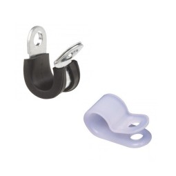 Gas Leidingklem met rubber of uit kunststof / 8 of 10mm