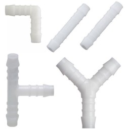 Slangtule T-stuk, Y-stuk, Hoek-stuk of koppel-stuk Ø 10 of Ø 12