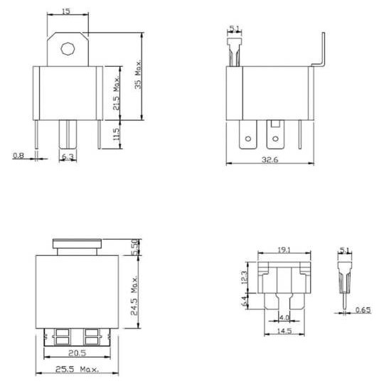 Relais 12 V/DC 30 A 1x maak contact