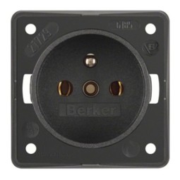 Berker INTEGRO 230V stekkerdoos met aardepen Antraciet
