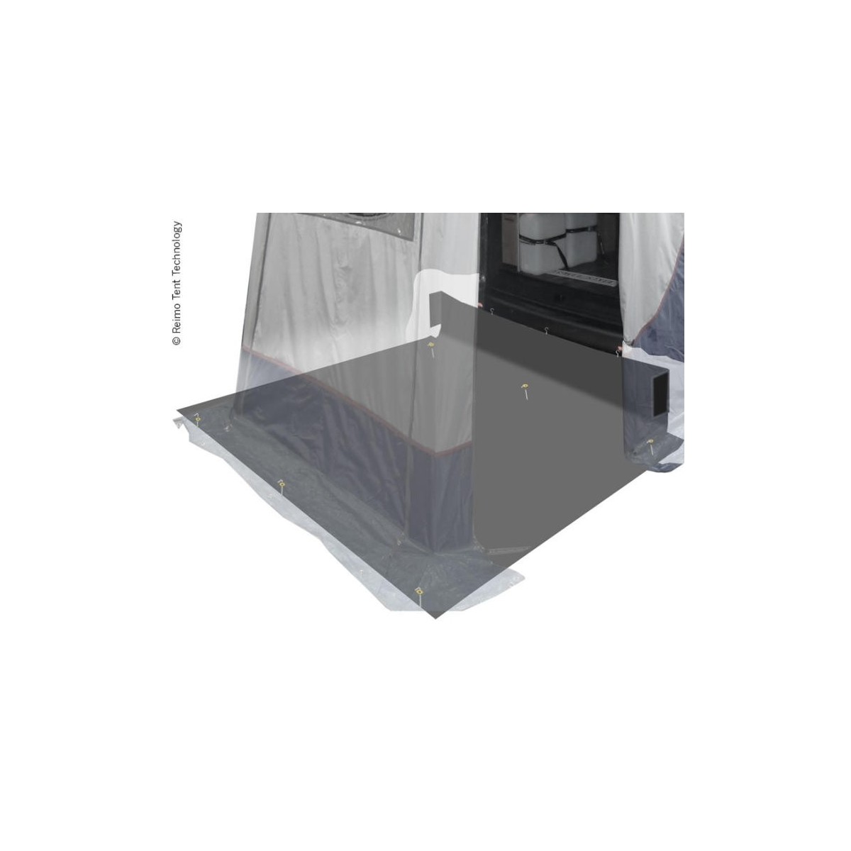Grondzeil voor achterklep tent Trapez+Vertic Trafic en Hiace