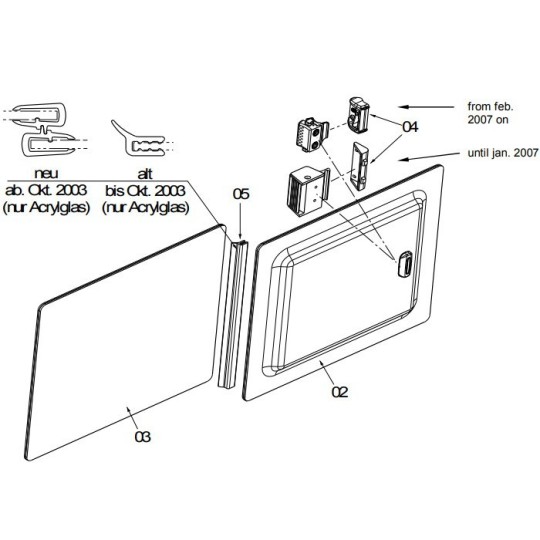 Dometic Seitz-onderdelen voor S4 / S4.6 schuifraam