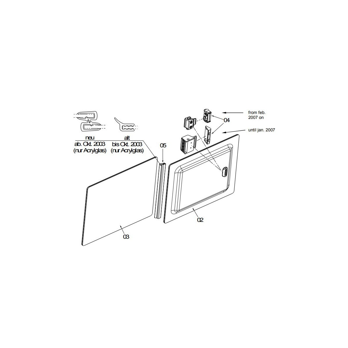 Dometic Seitz-onderdelen voor S4 / S4.6 schuifraam