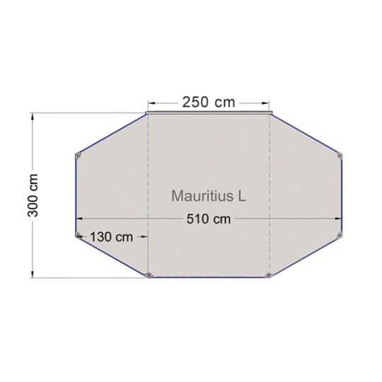 Zonnekap Mauritius L 5,1x3m, 2 stokken