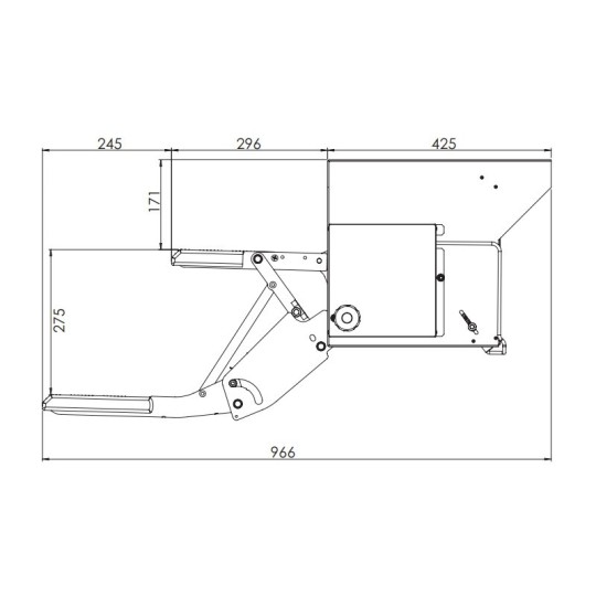 Opstap 2-treden 53 cm Motor rechts of links, diep totaal 966mm