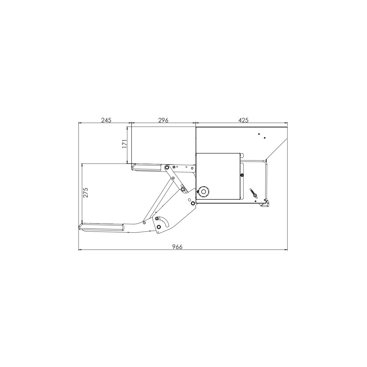Opstap 2-treden 53 cm Motor rechts of links, diep totaal 966mm