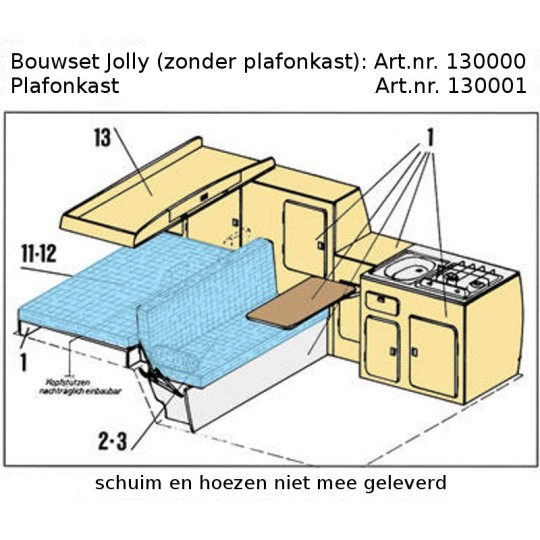 VW T3 meubelpakket Jolly kit zonder schuim en hoezen en plafon