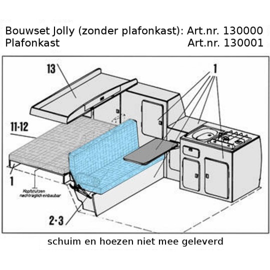 VW T3 schuim voor opklapbare zitbank (smal) Florida, Speedy en