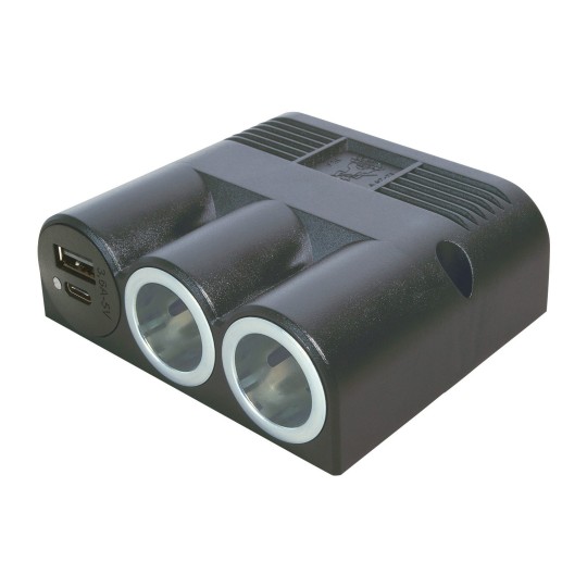 Drievoudige opbouwcontactdoos met Power USB-C / A dubbel