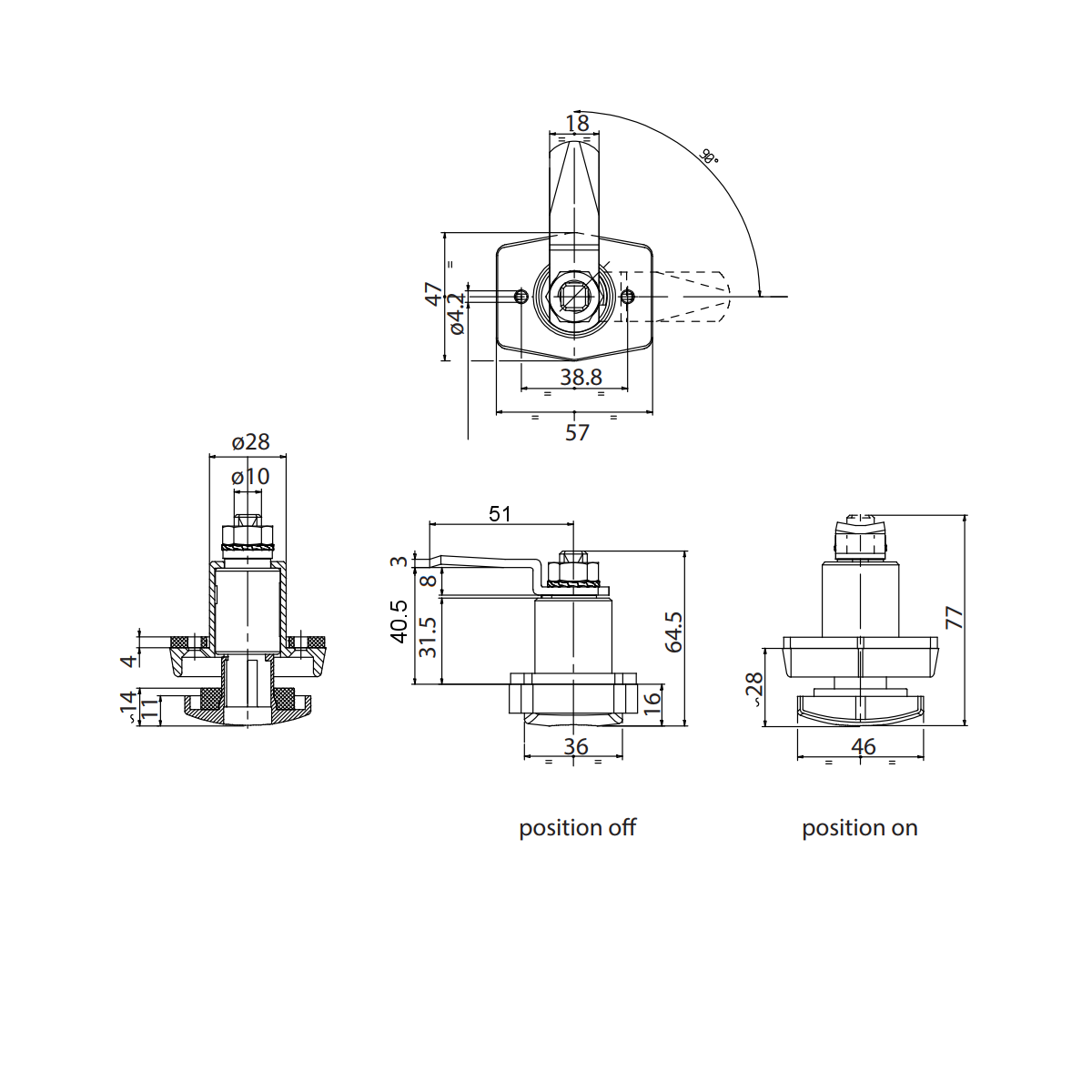 PushLock Zadi - zwart of wit, zonder cilinder en sleutel