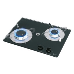 2 pits gaskookplaat Gehard glas en RVS constructie