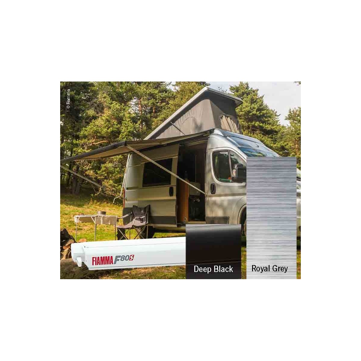 Fiamma F80S Lengte: 400cm Kleur stof: Royal Grey, behuizing: