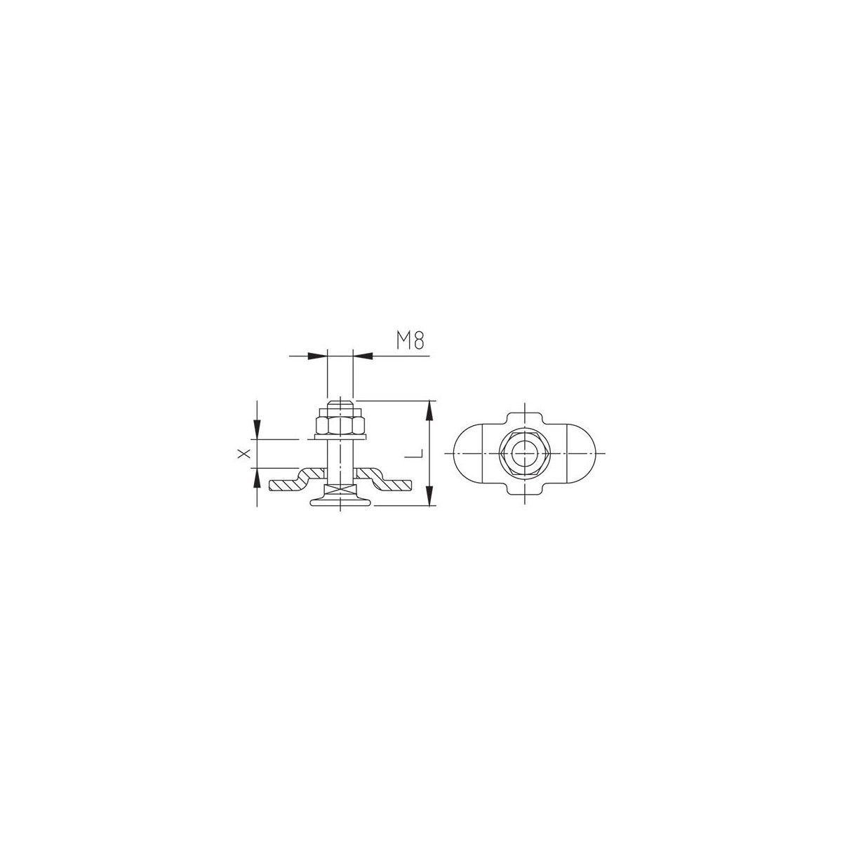 Stud Airline rail, Boutdraad M8.
