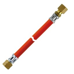 Gasslang 40cm, wartel G1/4 LH-UM / RVS8 knel x 400mm