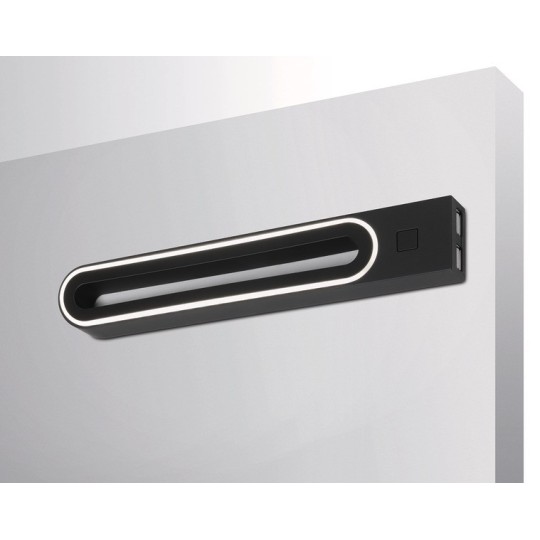 LED wandlamp 12V/3W met schakelaar + 2xUSB, kleur: zwart