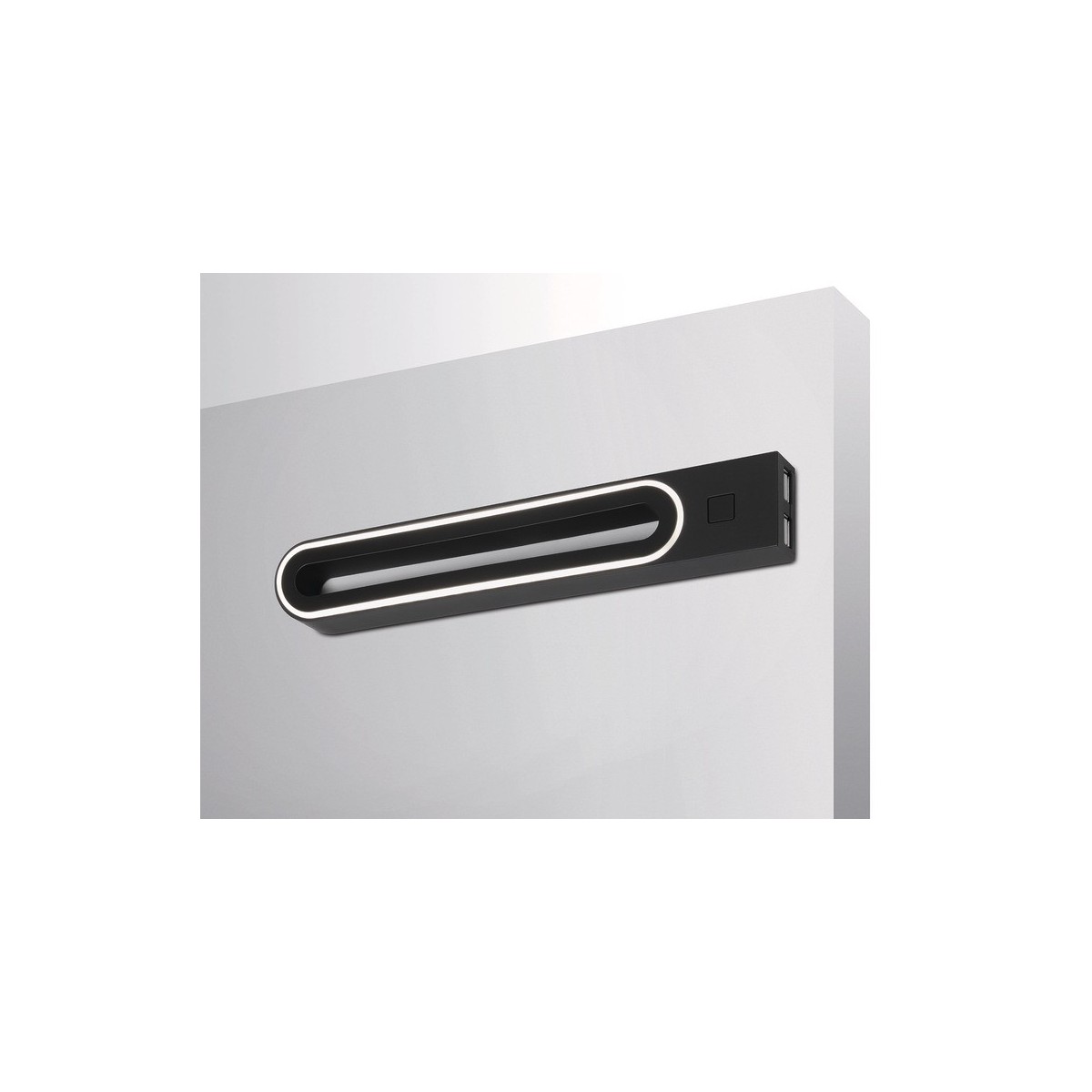 LED wandlamp 12V/3W met schakelaar + 2xUSB, kleur: zwart