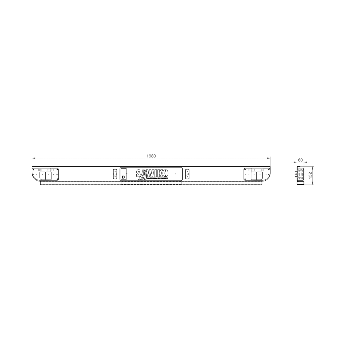 VERLICHTINGSBALK COMPLEET - KORTE KABEL