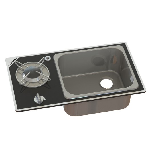 Vanstream kook-spoelcombinatie - 1 pits met veiligheidsglas