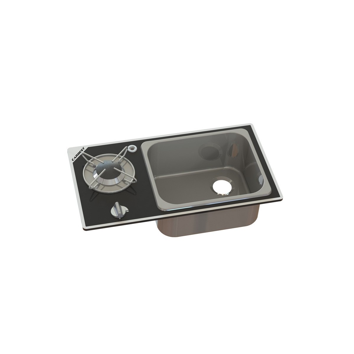 Vanstream kook-spoelcombinatie - 1 pits met veiligheidsglas