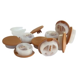 Meubelverbinder + kap inbouw lichtbruin of lichtgrijs