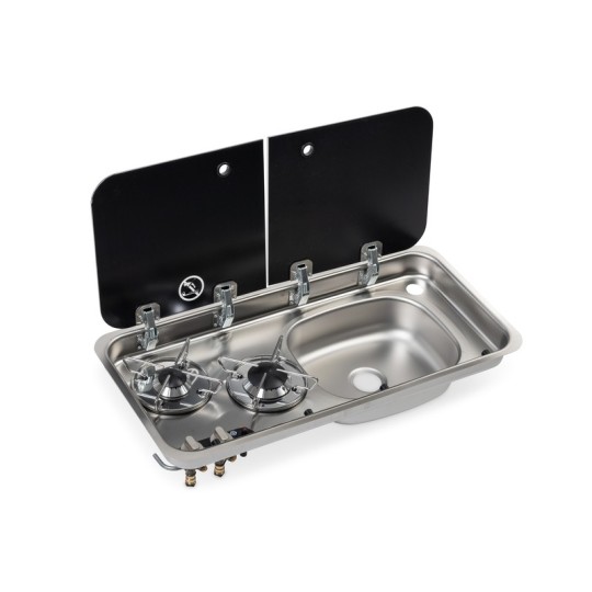 Carbest Kook-spoelcombinatie – met 2-delige glazen afdekking