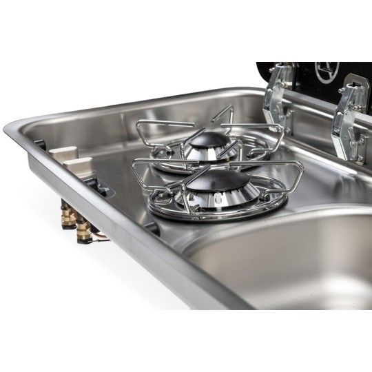 Carbest Kook-spoelcombinatie – met 2-delige glazen afdekking