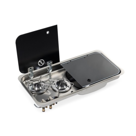 Carbest Kook-spoelcombinatie – met 2-delige glazen afdekking