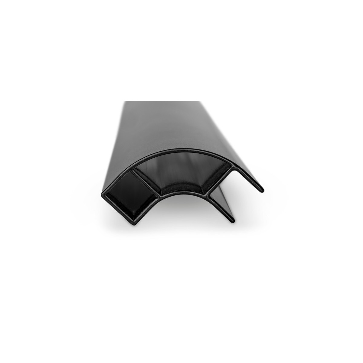 Aluminium zwart meubelhoekprofiel 2,2 m - eenzijdig open