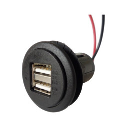Power USB 12V - 5V 5A dubbel stopcontact met montageplaat